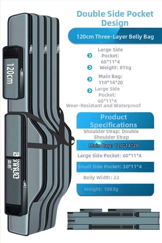 Риболовен багаж за принадлежности – голям капацитет, водоустойчив, многофункционална чанта за пръчки, стръв и макари, лека
