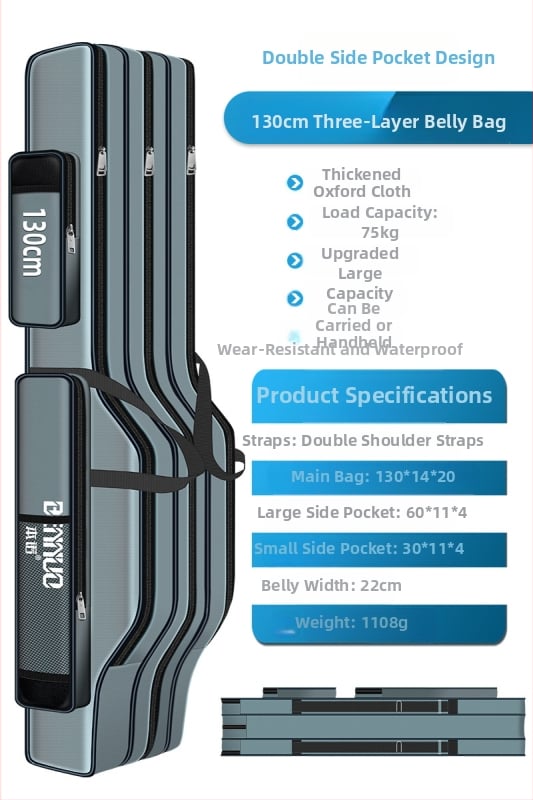 Риболовен багаж за принадлежности – голям капацитет, водоустойчив, многофункционална чанта за пръчки, стръв и макари, лека