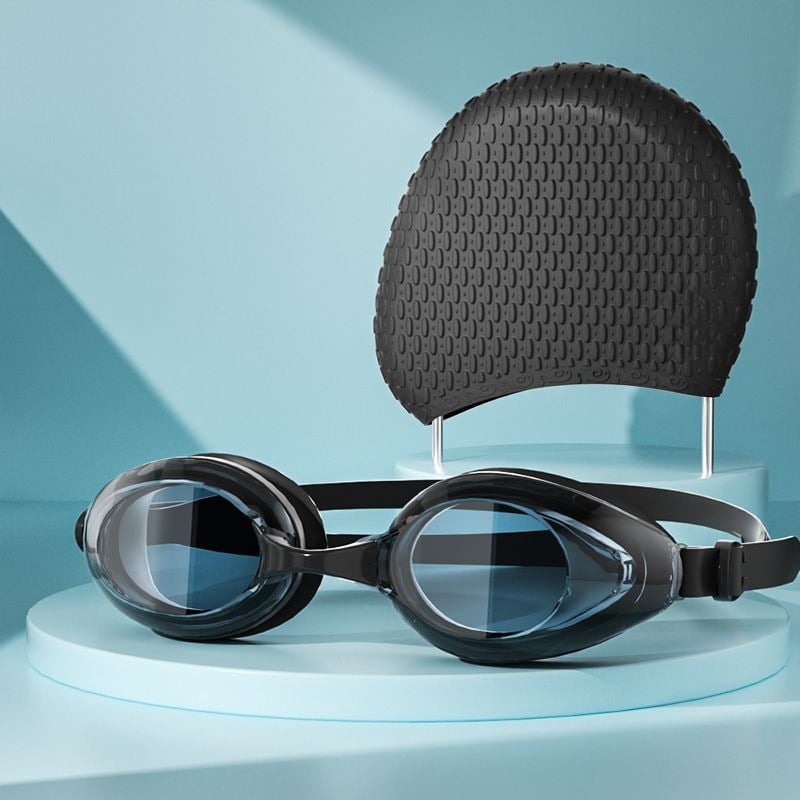 Silikona ūdensizturīga peldcepure un brilles komplekts, augsta elastība, piemērots gariem matiem, pieaugušajiem