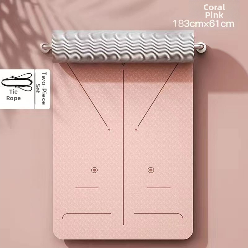 TPE йога мат, двустранно противохлъзгащ се, 8 мм дебелина, по-широки размери, персонализирана за домашни тренировки