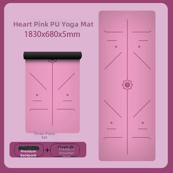 Йога постелка с неплъзгаща се повърхност, PU гума, 5 мм дебелина, интегрирана водеща линия