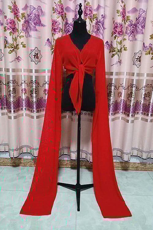 Šokių viršus su vandens rankovėmis suaugusioms moterims – scenos kostiumas, poliesterio audinys, pamušalas