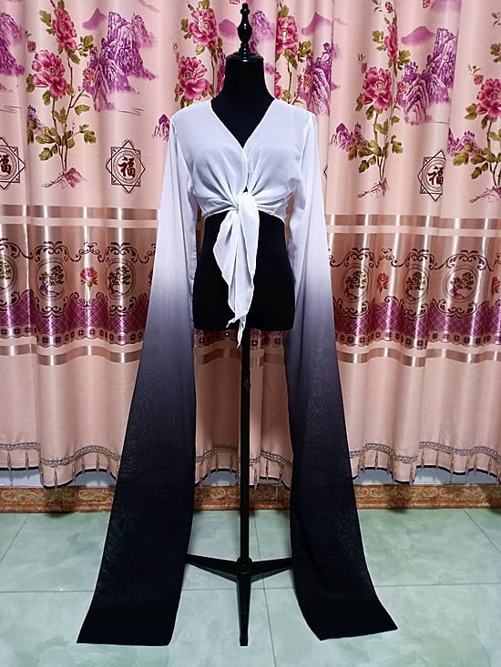 Šokių viršus su vandens rankovėmis suaugusioms moterims – scenos kostiumas, poliesterio audinys, pamušalas