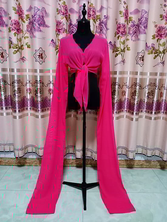 Šokių viršus su vandens rankovėmis suaugusioms moterims – scenos kostiumas, poliesterio audinys, pamušalas