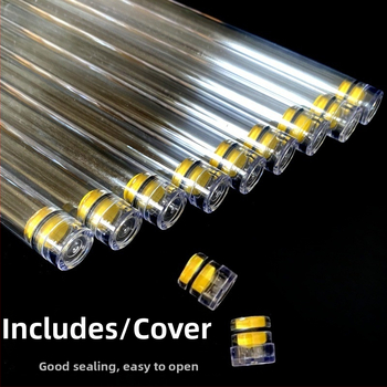 PC κυκλικός σωλήνας συσκευασίας με καπάκι, διαφανής, τοίχωμα 0,5 mm, κατάλληλος για αποθήκευση πλωτήρων ψαρέματος