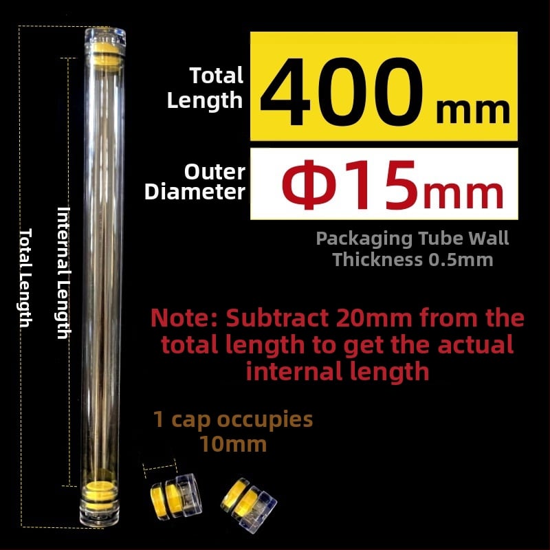 PC κυκλικός σωλήνας συσκευασίας με καπάκι, διαφανής, τοίχωμα 0,5 mm, κατάλληλος για αποθήκευση πλωτήρων ψαρέματος