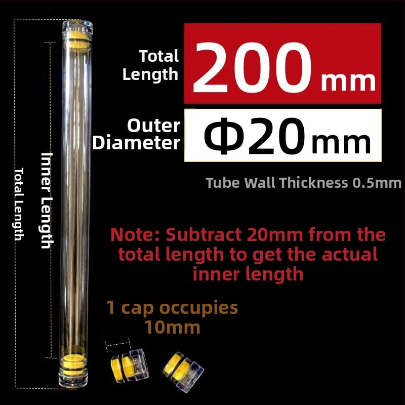 PC κυκλικός σωλήνας συσκευασίας με καπάκι, διαφανής, τοίχωμα 0,5 mm, κατάλληλος για αποθήκευση πλωτήρων ψαρέματος