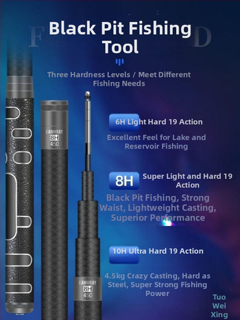 Tugevdatud süsinikust kalastusvardas, ultra kerge, 19-asendiline reguleerimine, suurtele kaladele