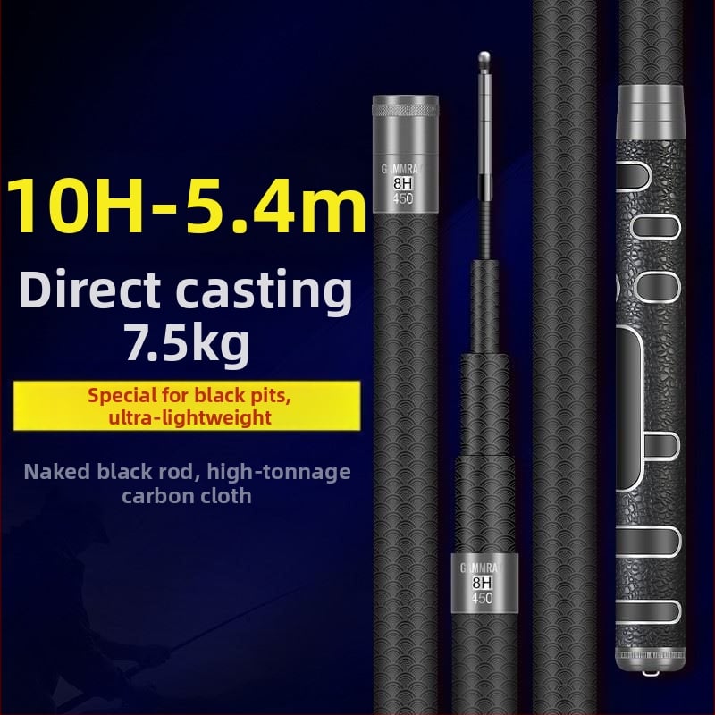 Tugevdatud süsinikust kalastusvardas, ultra kerge, 19-asendiline reguleerimine, suurtele kaladele