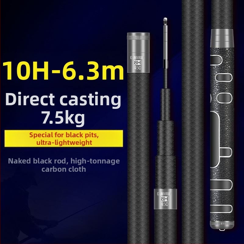 Tugevdatud süsinikust kalastusvardas, ultra kerge, 19-asendiline reguleerimine, suurtele kaladele