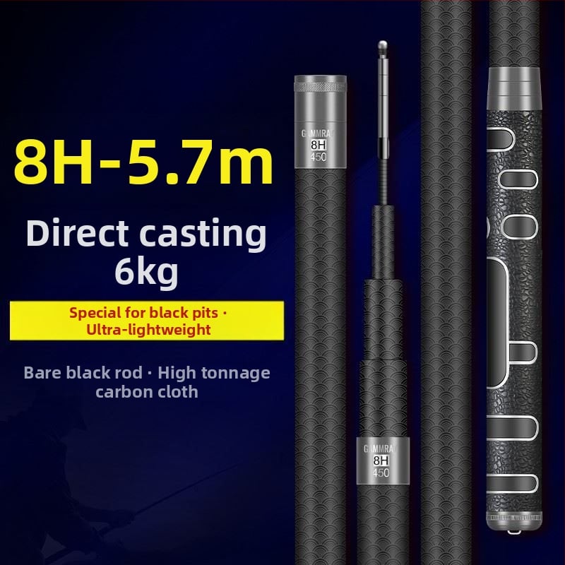 Tugevdatud süsinikust kalastusvardas, ultra kerge, 19-asendiline reguleerimine, suurtele kaladele