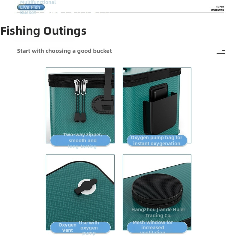 Сгъваем EVA кофа за защита на живи риби, прозрачна рибарска кутия с дръжка