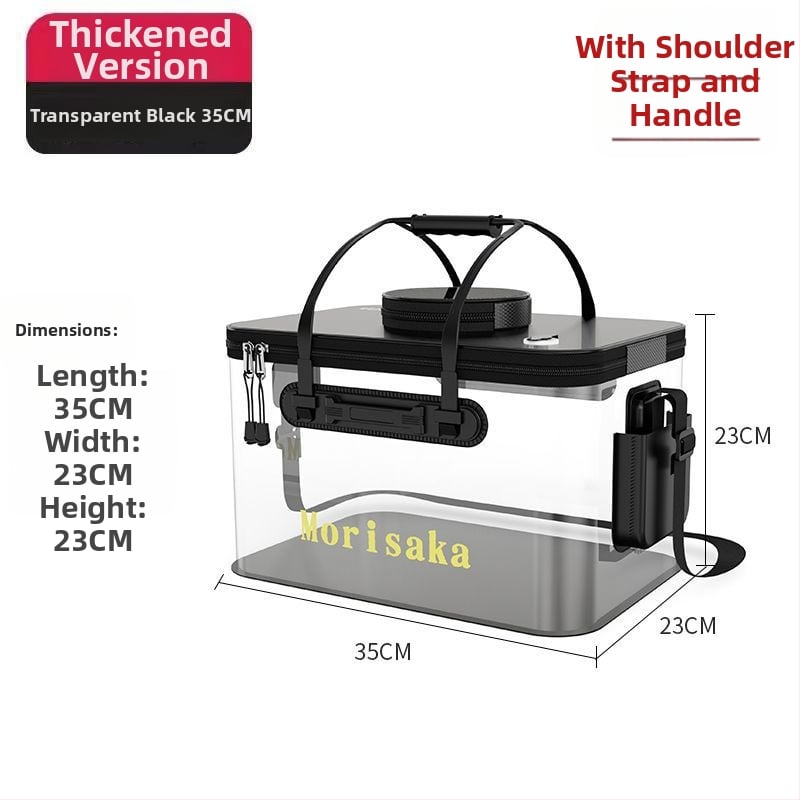 Saliekams EVA zivju aizsardzības spainis dzīviem zivīm, caurspīdīga makšķerēšanas kārba ar rokturi