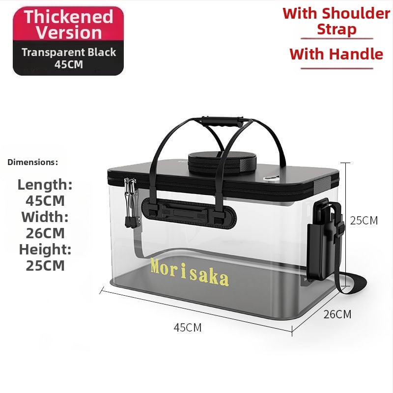 Saliekams EVA zivju aizsardzības spainis dzīviem zivīm, caurspīdīga makšķerēšanas kārba ar rokturi