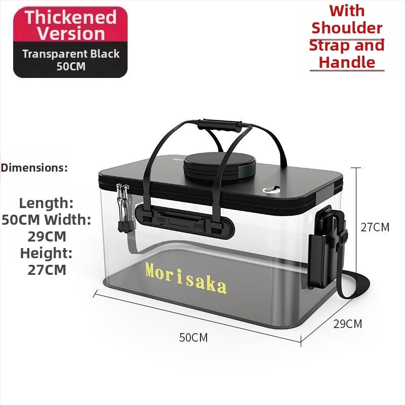 Saliekams EVA zivju aizsardzības spainis dzīviem zivīm, caurspīdīga makšķerēšanas kārba ar rokturi