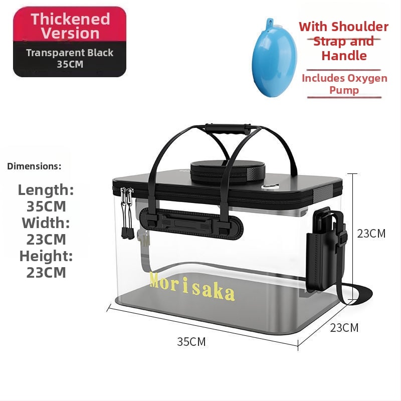 Saliekams EVA zivju aizsardzības spainis dzīviem zivīm, caurspīdīga makšķerēšanas kārba ar rokturi