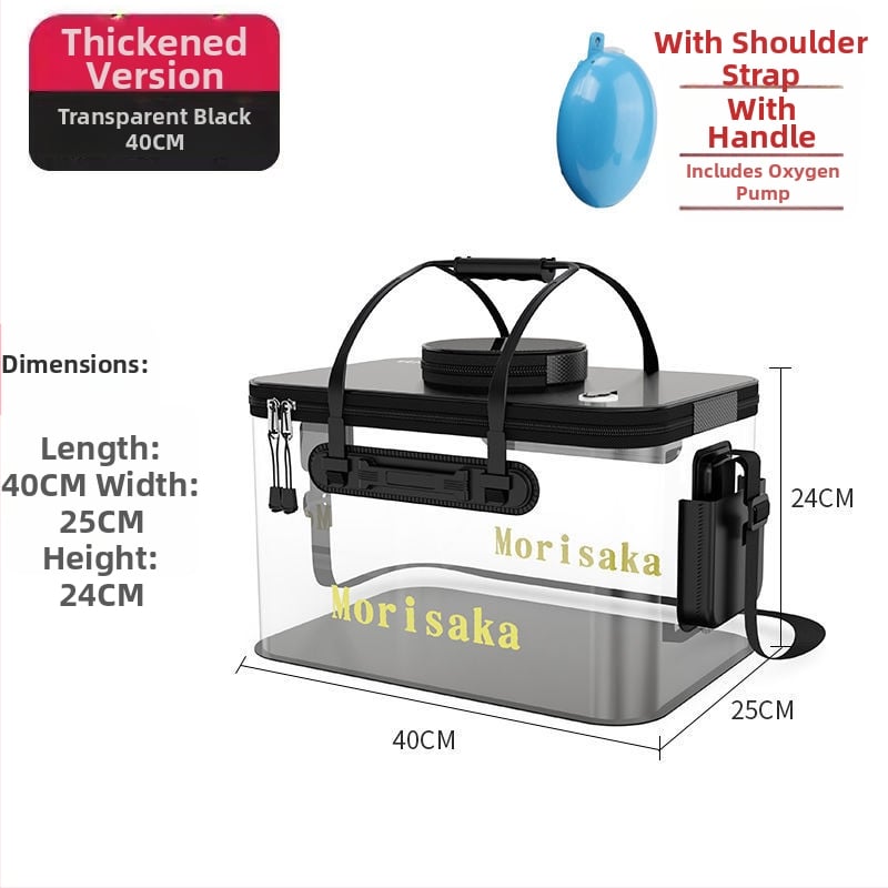 Saliekams EVA zivju aizsardzības spainis dzīviem zivīm, caurspīdīga makšķerēšanas kārba ar rokturi