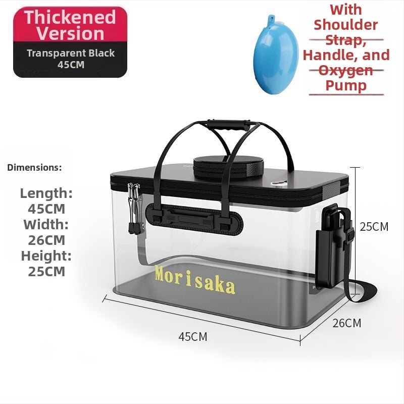 Saliekams EVA zivju aizsardzības spainis dzīviem zivīm, caurspīdīga makšķerēšanas kārba ar rokturi