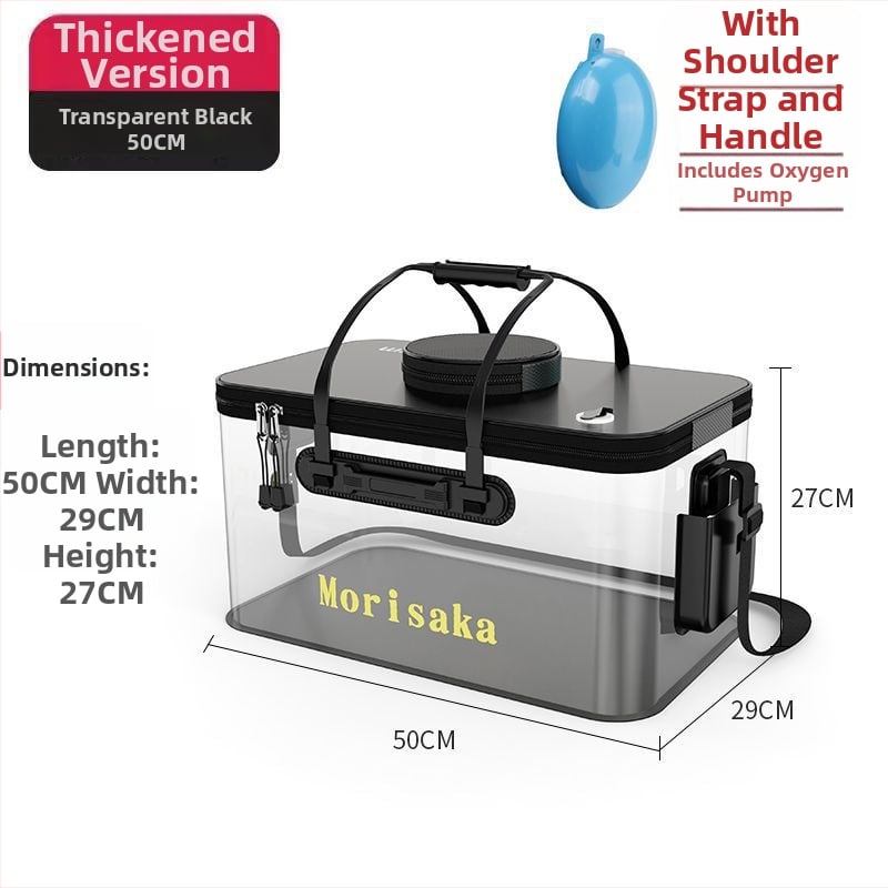 Saliekams EVA zivju aizsardzības spainis dzīviem zivīm, caurspīdīga makšķerēšanas kārba ar rokturi