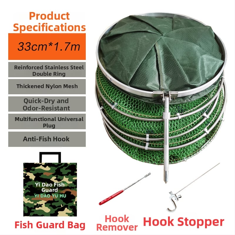 Kokkupandav kala kaitse võrgukott, kiire kuivamine, lõhnakindel, paksendatud disain, roostevabast terasest konstruktsioon