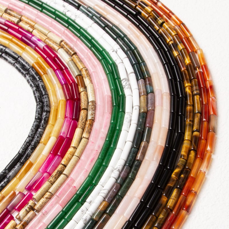 Αξεσουάρ κοσμημάτων — κυλινδρικές χάντρες από αχάτη, φυσική επεξεργασία, διασκορπισμένες χάντρες