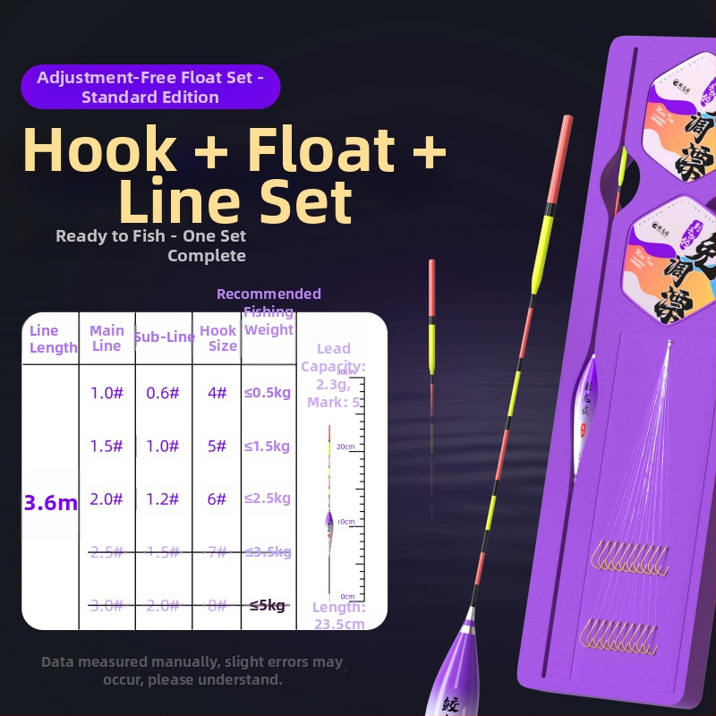 Sub-linijos rinkinys su iš anksto surišta linija, dvigubais kabliukas, žvejybos plūdė, automatinis gylio nustatymas