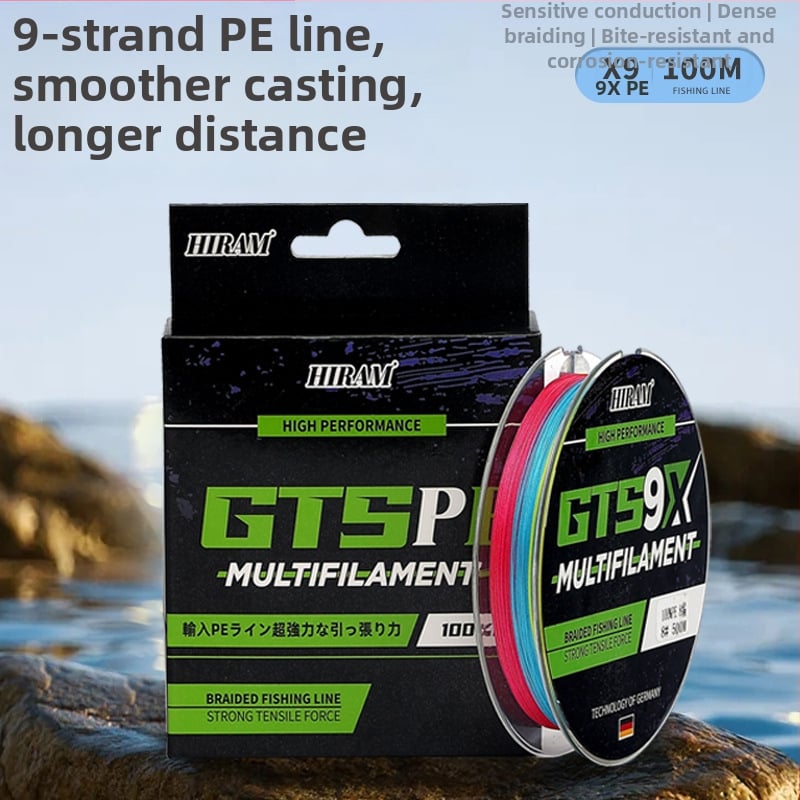 HIRAM Pagrindinė žvejybos linija, 9-sluoksniu pintas PE, didelis atsparumas, dėžutėje 200 vnt.