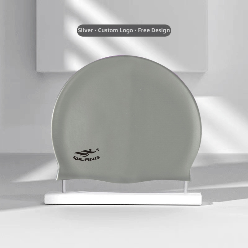 Silikona plūšanas cepure ar ūdensnecaurlaidīgu ausu aizsardzību, krāsu saskaņošanas raksts, piemērota pieaugušajiem, gatava privātās etiķetes izmantošanai