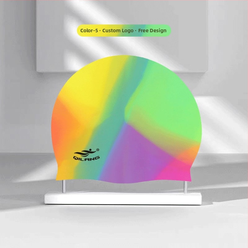 Silikona plūšanas cepure ar ūdensnecaurlaidīgu ausu aizsardzību, krāsu saskaņošanas raksts, piemērota pieaugušajiem, gatava privātās etiķetes izmantošanai