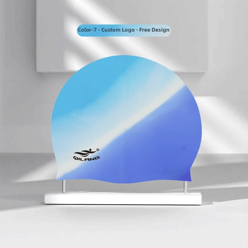 Silikona plūšanas cepure ar ūdensnecaurlaidīgu ausu aizsardzību, krāsu saskaņošanas raksts, piemērota pieaugušajiem, gatava privātās etiķetes izmantošanai