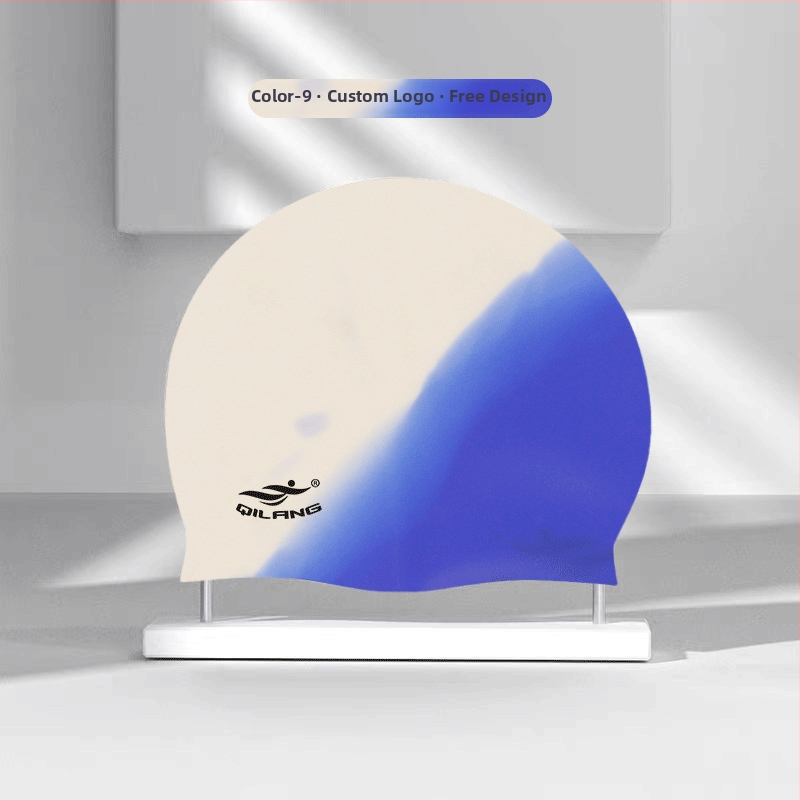 Silikona plūšanas cepure ar ūdensnecaurlaidīgu ausu aizsardzību, krāsu saskaņošanas raksts, piemērota pieaugušajiem, gatava privātās etiķetes izmantošanai