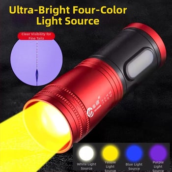 Φακός ψαρέματος LED με ζουμ, αναφορτιζόμενος, τέσσερις LED πηγές φωτισμού, αδιάβροχος, εμβέλεια 500 m