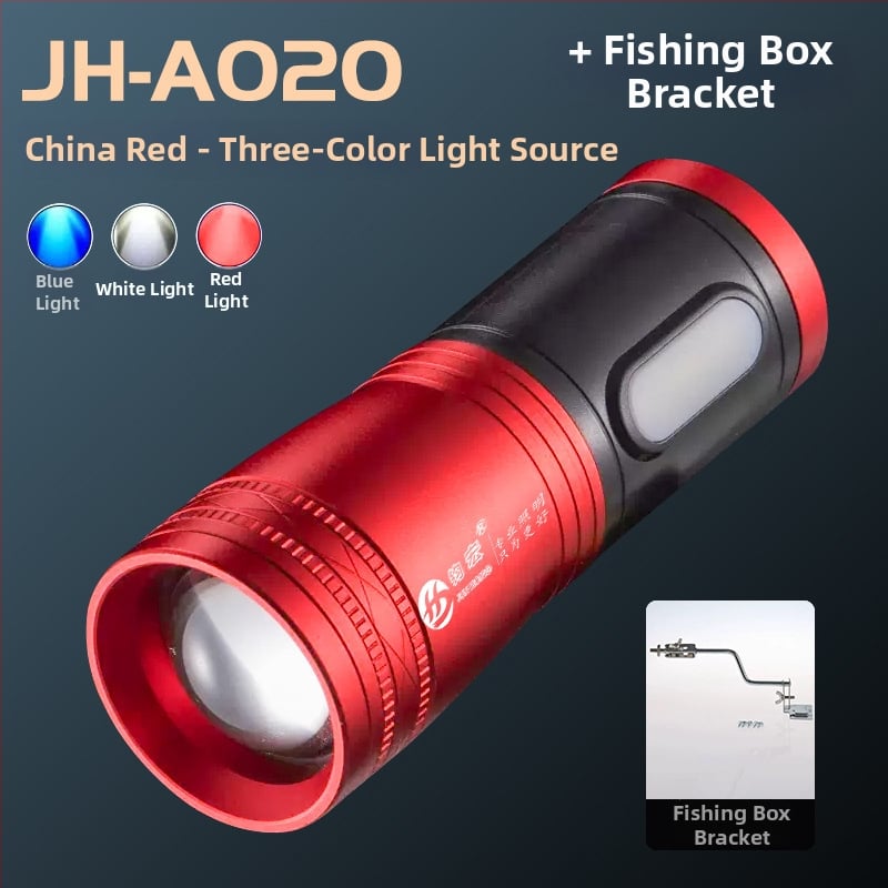 Φακός ψαρέματος LED με ζουμ, αναφορτιζόμενος, τέσσερις LED πηγές φωτισμού, αδιάβροχος, εμβέλεια 500 m