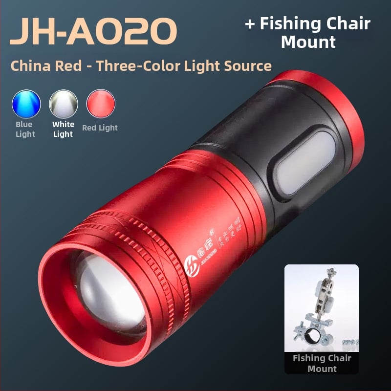 Φακός ψαρέματος LED με ζουμ, αναφορτιζόμενος, τέσσερις LED πηγές φωτισμού, αδιάβροχος, εμβέλεια 500 m