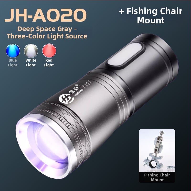 Φακός ψαρέματος LED με ζουμ, αναφορτιζόμενος, τέσσερις LED πηγές φωτισμού, αδιάβροχος, εμβέλεια 500 m