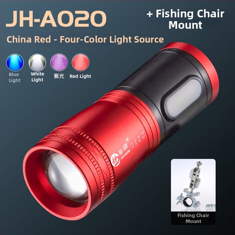 Φακός ψαρέματος LED με ζουμ, αναφορτιζόμενος, τέσσερις LED πηγές φωτισμού, αδιάβροχος, εμβέλεια 500 m