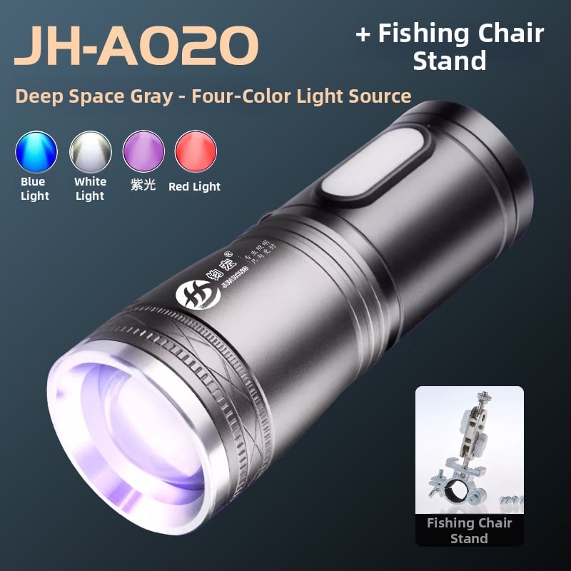 Φακός ψαρέματος LED με ζουμ, αναφορτιζόμενος, τέσσερις LED πηγές φωτισμού, αδιάβροχος, εμβέλεια 500 m