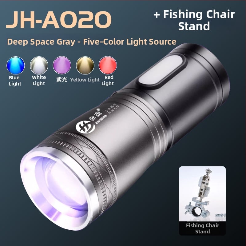 Φακός ψαρέματος LED με ζουμ, αναφορτιζόμενος, τέσσερις LED πηγές φωτισμού, αδιάβροχος, εμβέλεια 500 m