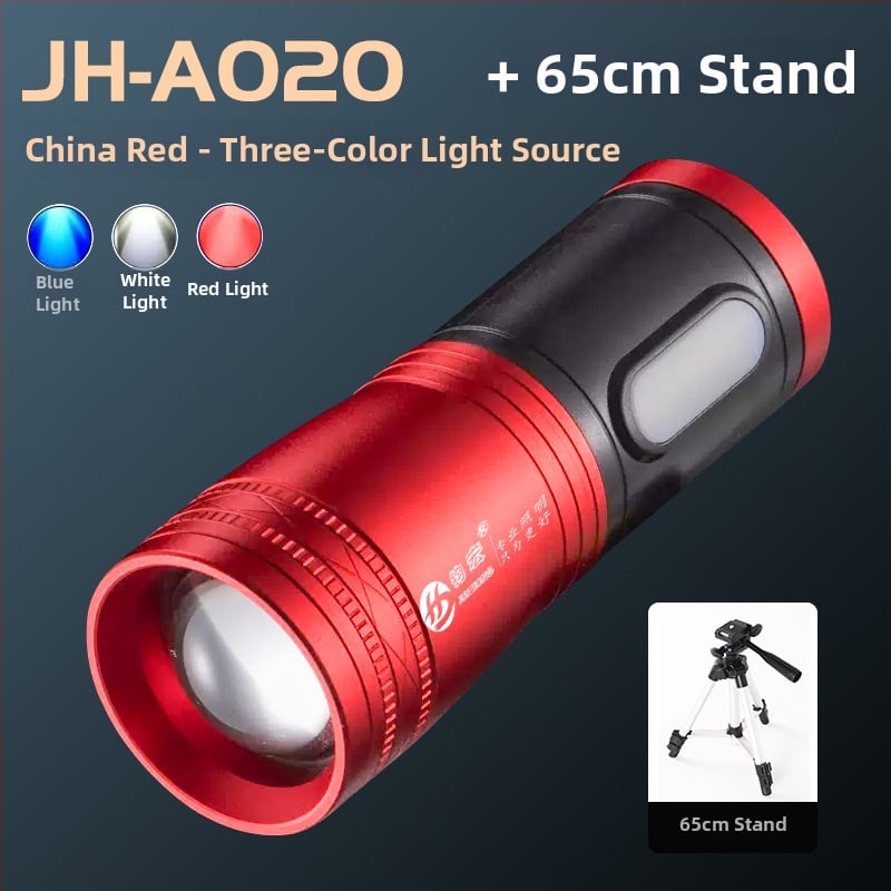 Φακός ψαρέματος LED με ζουμ, αναφορτιζόμενος, τέσσερις LED πηγές φωτισμού, αδιάβροχος, εμβέλεια 500 m