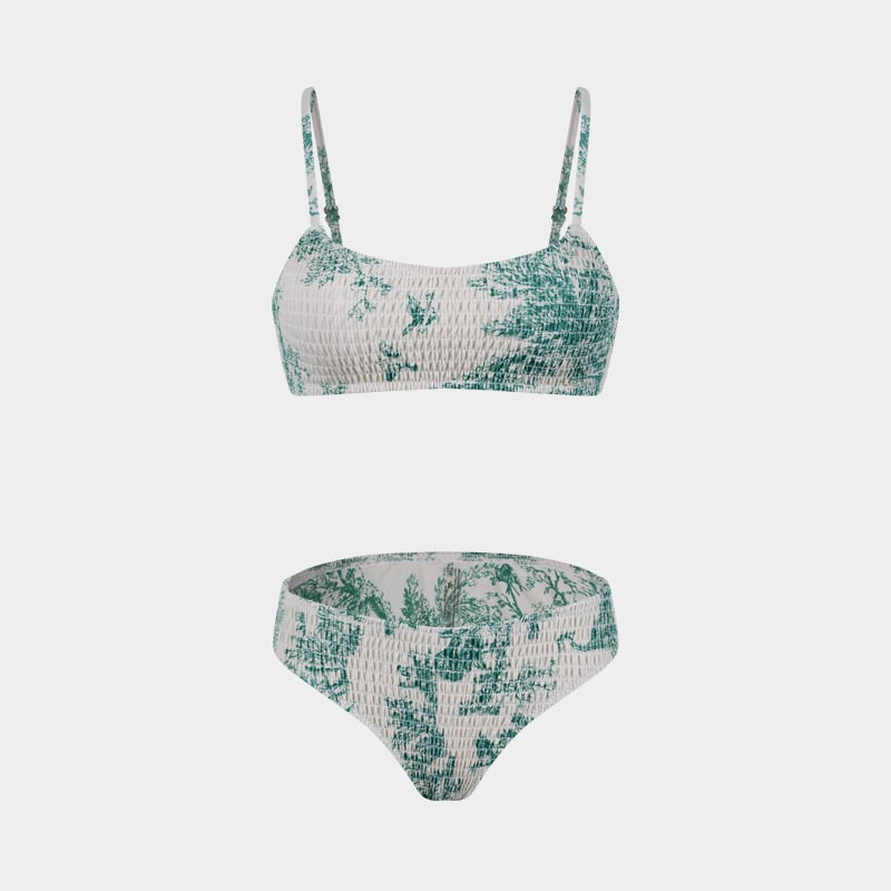 Trys dalių gėlių wrap bikini komplektas moterims, seksualus raštas, krūtinės pagalvėlė, poliesterio-aramido audinys, 85% aramidas, 280 g