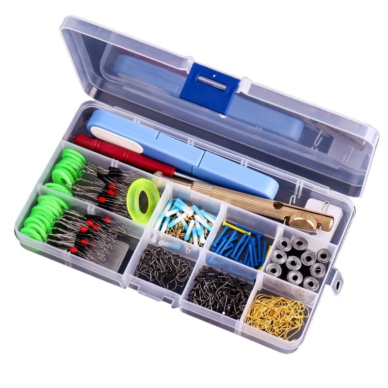 Žvejybos kabliukų rinkinys — įprastas kabliukas, įskaitant žvejybos liniją ir plūdę, žvejybos priedų komplektas