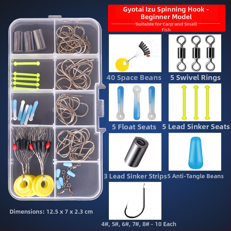 Žvejybos kabliukų rinkinys — įprastas kabliukas, įskaitant žvejybos liniją ir plūdę, žvejybos priedų komplektas