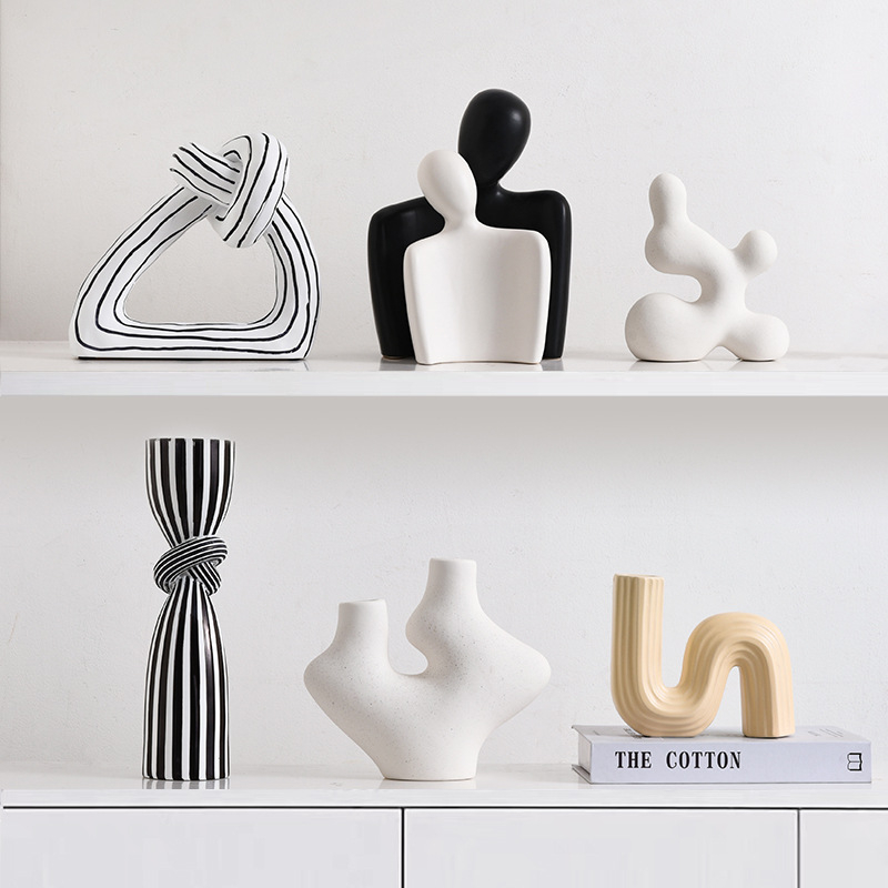 Porcelaninis ornamentas | Modernus minimalistinis stilius, abstraktus dryžių dizainas | Prekės ženklas Hehan