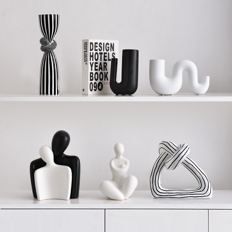 Porcelaninis ornamentas | Modernus minimalistinis stilius, abstraktus dryžių dizainas | Prekės ženklas Hehan