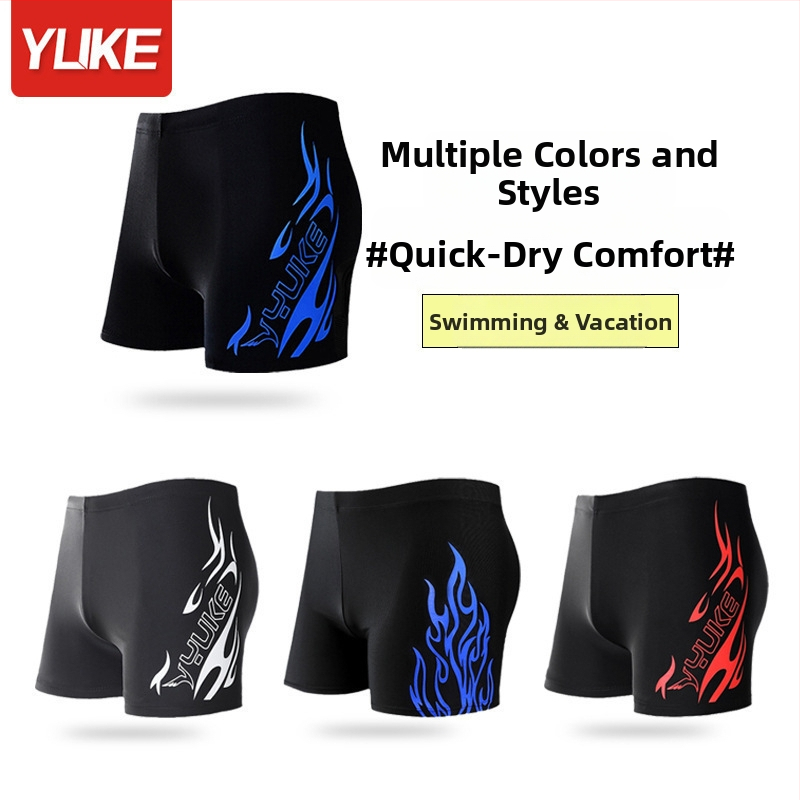 Pánsky plavecký set s plavkami, plaveckými okuliarmi a čiapkou – polyesterová tkanina, potlačený vzor, podšívka z polyesteru; vhodný na plávanie a vodné športy.