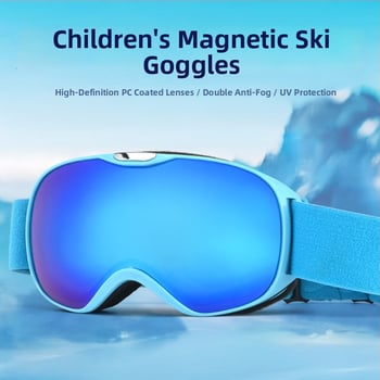 Vaikų sferiniai slidinėjimo akiniai, dviejų sluoksnių TPU/PC, prieš migą, vėjo atsparūs, akių apsauga