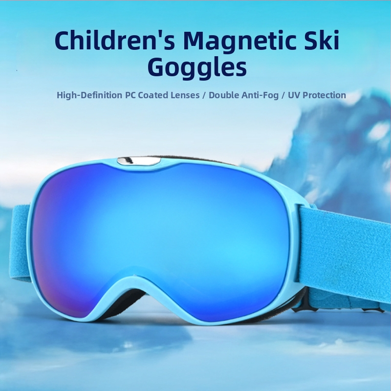 Vaikų sferiniai slidinėjimo akiniai, dviejų sluoksnių TPU/PC, prieš migą, vėjo atsparūs, akių apsauga