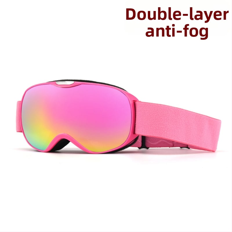 Vaikų sferiniai slidinėjimo akiniai, dviejų sluoksnių TPU/PC, prieš migą, vėjo atsparūs, akių apsauga