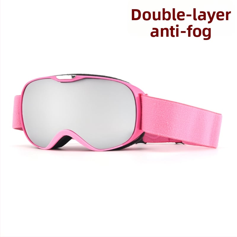 Vaikų sferiniai slidinėjimo akiniai, dviejų sluoksnių TPU/PC, prieš migą, vėjo atsparūs, akių apsauga