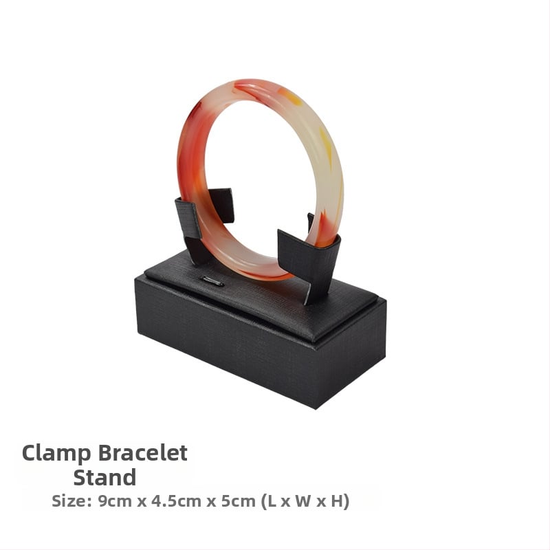 Juveelide kuvamisalust käevõrudele, kahekordne riiul, metallkonstruktsioon, nahkkattega korpus, süstimise vormimine